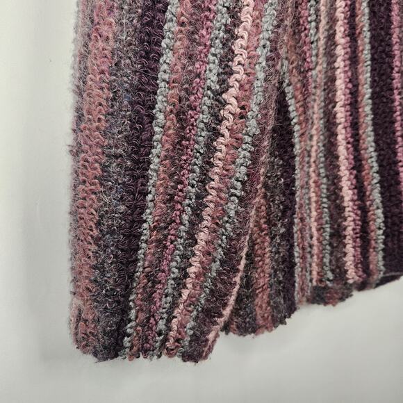 Vtg 80s Boucle Cardigan Purple Pink Lambswool Mohair Blend Knit Blazer Large 12 - Picture 7 of 9